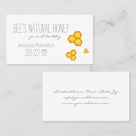 Carte de design Honey Vendeur Beekeeper Honeypeb (Devant / Derrière)