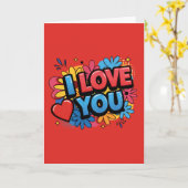 Carte de design Pop Art 'Je t'aime' (Fleur jaune)