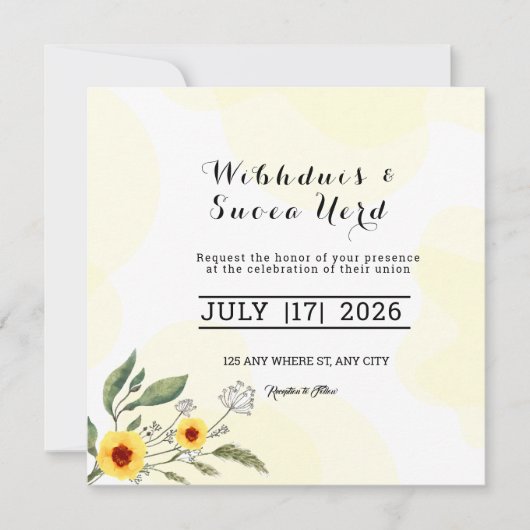 Carte de design pour invitation de mariage (Devant)