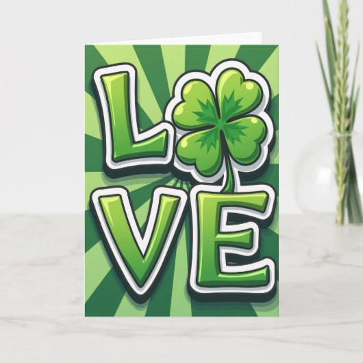 Carte de design vert Lucky Love (Devant)