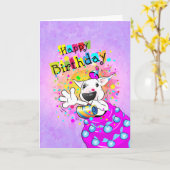 Carte de dessin Bull Terrier "Joyeux anniversaire" (Fleur jaune)