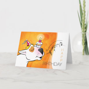 Carte de dessin Bull Terrier "Joyeux anniversaire"