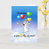Carte de dessin Bull Terrier "Joyeux anniversaire" (Fleur jaune)