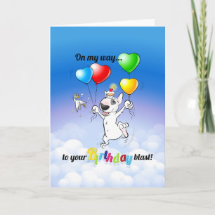 Carte de dessin Bull Terrier "Joyeux anniversaire"