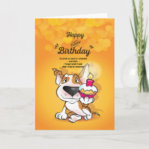 Carte de dessin Bull Terrier "Joyeux Anniversaire