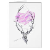 Carte de dessin de coeur géométrique rose et cerf (Devant)