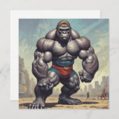 Carte de dessin de Gorilla Bodybuilder Pop Art (Devant / Derrière)