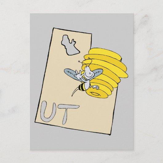 Carte de dessin de l'Utah UT avec dessin animé de  (Devant)