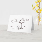 Carte de dessin en ligne de chien de dessin animé (Fleur jaune)