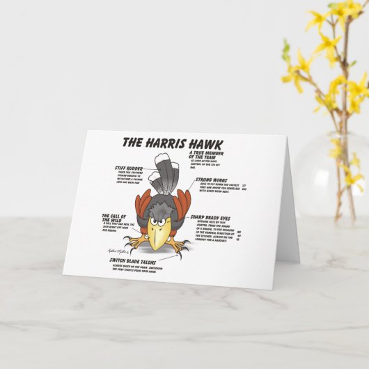 Carte de dessin Harris Hawk (Fleur jaune)