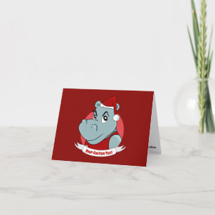 Carte de dessin hippo de Noël