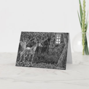 Carte de dessin Unicorne à stylo de nuit