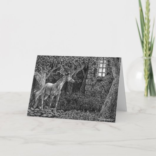 Carte de dessin Unicorne à stylo de nuit (Devant)