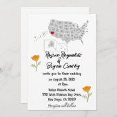 Carte de destination des États-Unis Faire-part de (Devant / Derrière)