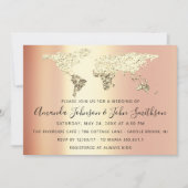 Carte de destination or Mariage nuptiale Globe Cor (Devant)