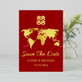 Carte de destination rouge mariage chinois, date à (Debout devant)