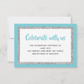 Carte de détail Bat mitzvah bleu et argent (Devant)