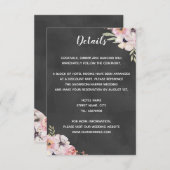 Carte de détail de mariage Boho Floral Chalkboard (Devant / Derrière)