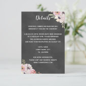 Carte de détail de mariage Boho Floral Chalkboard (Debout devant)