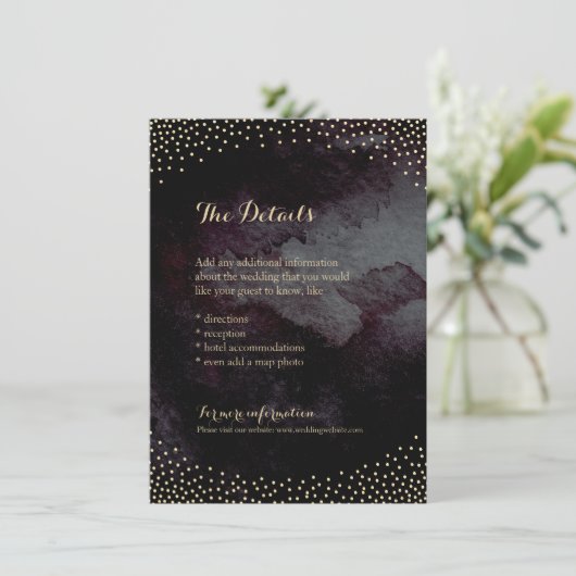 Carte de détail de parties scintillant en or noir (Debout devant)