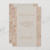 Carte de détail du mariage campagnard rustique en (Devant / Derrière)