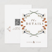 Carte de détail du Mariage QR Fleur sauvage Spring (Devant / Derrière)