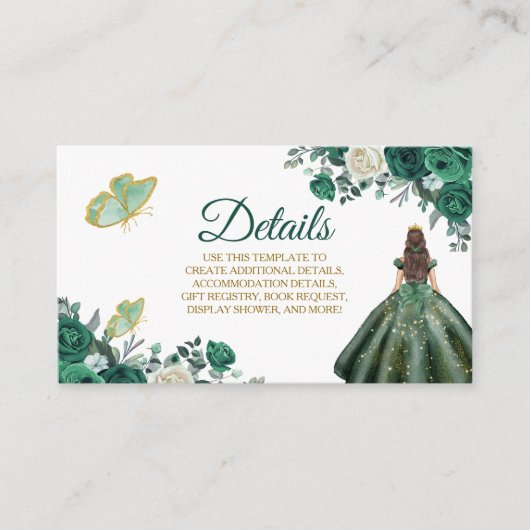 Carte de détail Emerald Green Quinceañera (Devant)