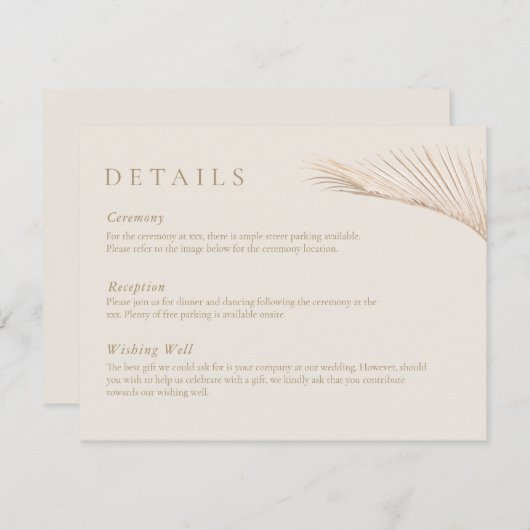 Carte de détail Modern Simple Palm Feuille (Devant / Derrière)