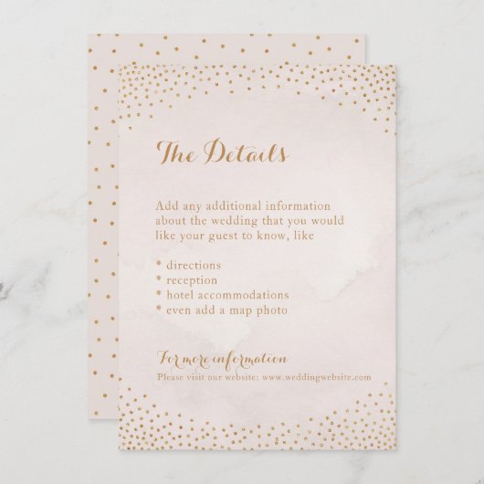 Carte de détail rose doré glamour moderne (Devant / Derrière)