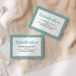 Carte de détail Turquoise et Silver Bat mitzvah Gl<br><div class="desc">Cette carte d'encart branchée présente des lettrages en gras sur le devant avec un look superposé en parties scintillant argent et blanc, et un arrière - plan de couleur solide. Ajoutez votre texte à l'aide du formulaire modèle. Modifiez la police, la disposition et les couleurs à l'aide de la fonction...</div>
