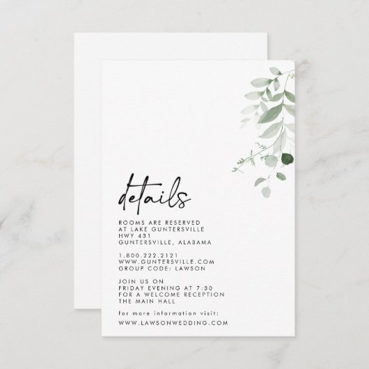 Carte de détails (Devant / Derrière)