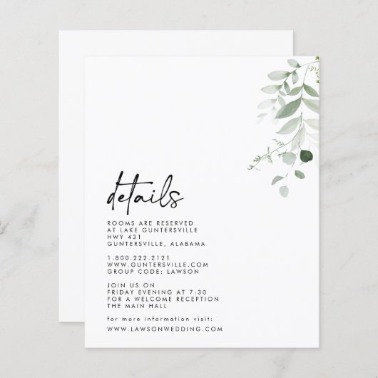 Carte de détails (Devant / Derrière)