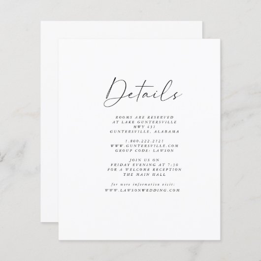 Carte de détails (Devant / Derrière)