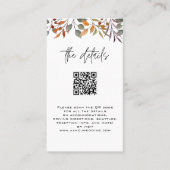 Carte de détails avec Mariage de automne QRcode (Devant)