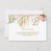 Carte de détails Boho Tropical séché Floral et pam (Devant)