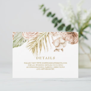 Carte de détails Boho Tropical séché Floral et pam