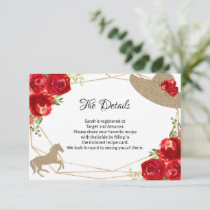 Carte de détails de Baby Shower de mariage sur le 
