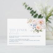 Carte de détails de Baby Shower Fleurs Bleues Harg (Debout devant)