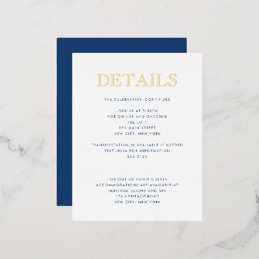 Carte de détails de Bar Mitzvah simplement élégant (Recto/Verso)