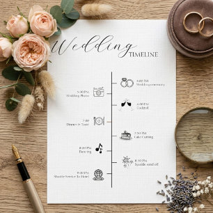 Carte de détails de chronologie de mariage minimal