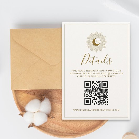 Carte de détails de code QR intemporelle Sun et Mo