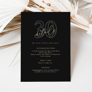 Carte de détails de fête d'anniversaire des 30 ans