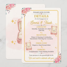 Carte de détails de fête de fiançailles florale él