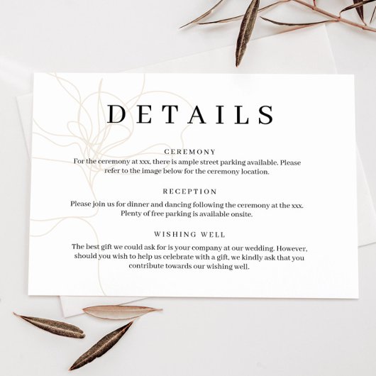 Carte de détails de fleur dessinée à la main