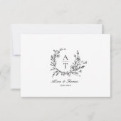 Carte de détails de fleurs sauvages noir et blanc  (Dos)