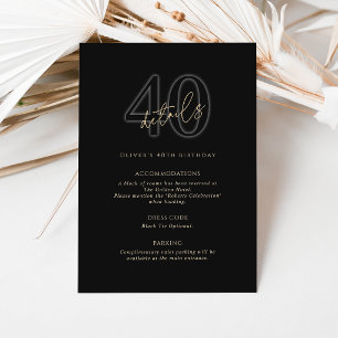Carte de détails de la fête d'anniversaire des 40