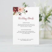 carte de détails de la mariage florale bordeaux (Debout devant)