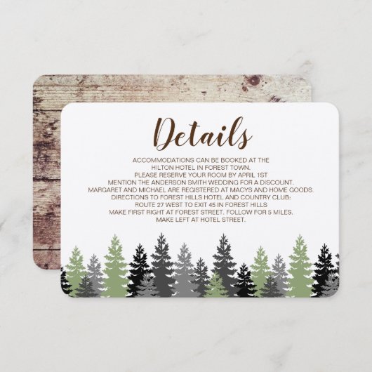 Carte de détails de la pin À feuillage persistant  (Devant / Derrière)