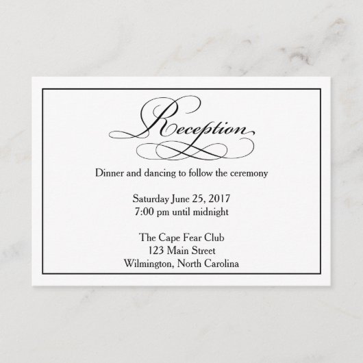 Carte de détails de la réception de mariage (Devant)