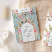 Carte de détails de la réception Turquoise de Bohê